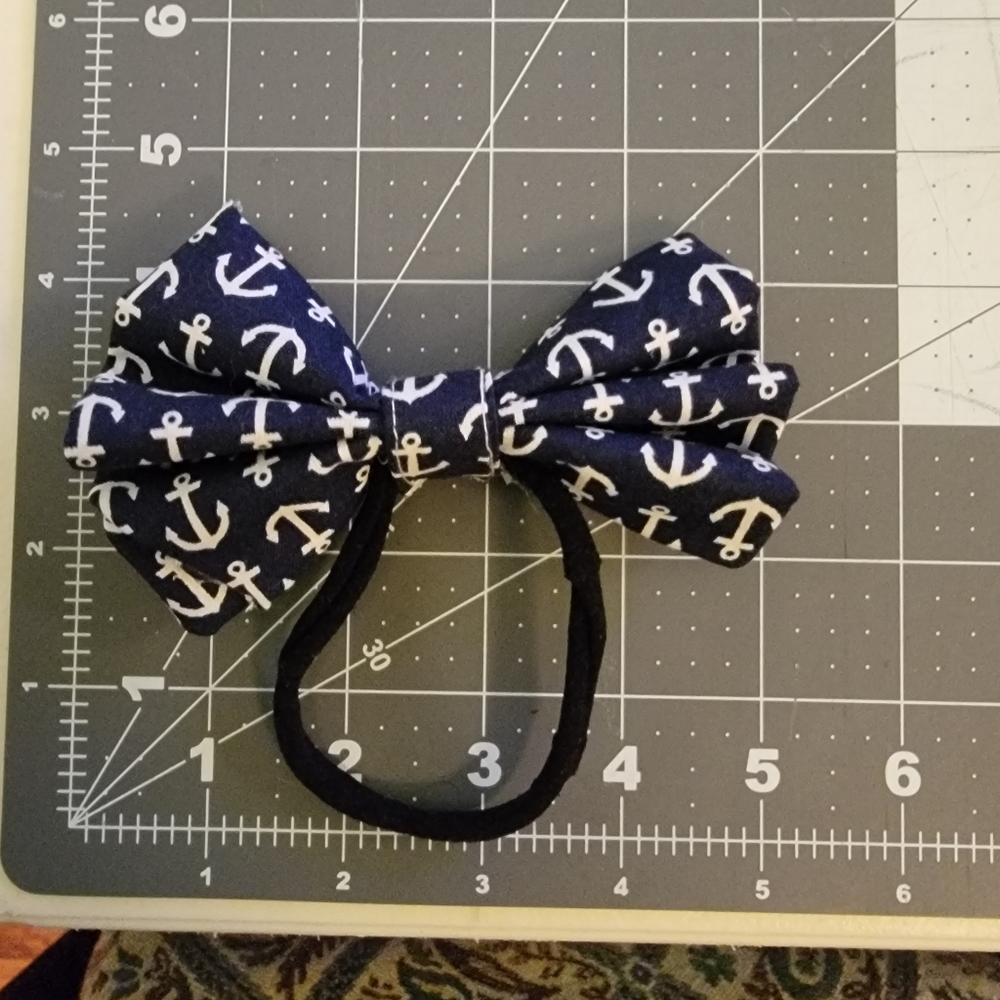 Handmade Nylon Hair bow with Anchors